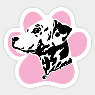 Dalmatian Pink Paw Print Art Sticker